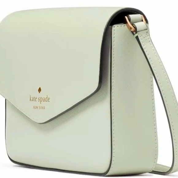 Kate Spade Sadie Envelope Saffiano Leather Light Olive Crossbody purse NWT - Picture 16 of 16